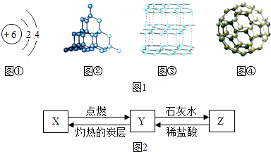 图④也是碳的一种单质,其化学式为________;图①为碳元素的原子结构