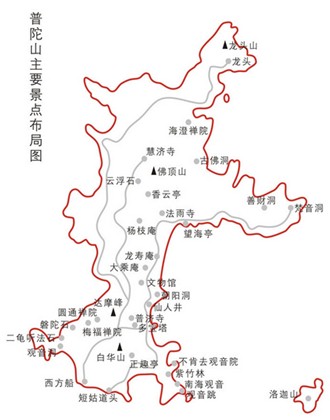 材料二 普山要景点分布图.