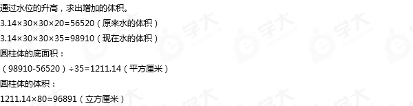 当前位置: 题库 > 在一个底面半径是30厘米的圆柱形储水桶里,水深有20厘米,当把一根长80厘米的圆柱体垂直插入直到桶底时,圆柱形储水桶里的水深达到35厘米,求这个圆柱体的体积是多少立方厘米?(得数保留整数)-题库-e学大